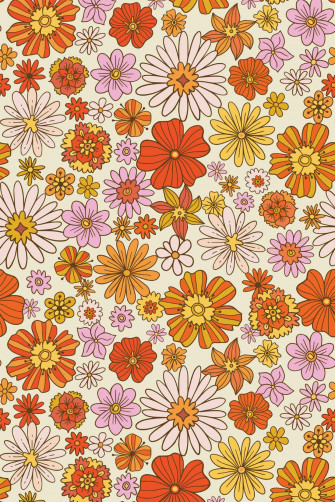 70s Floral Peel And Stick Wallpaper Or Non