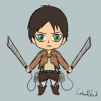 Eren Jaeger Chibi Attack On Titan By Calvertsheik