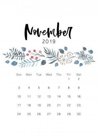 Floral November Wall Calendar Cute Pink Design Wallpaper