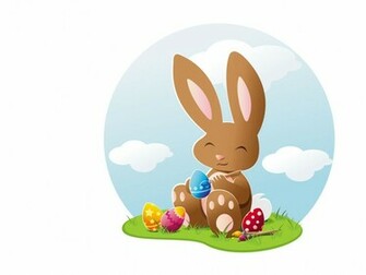 Easter Bunny Greeting Vectors Eggs Pictures Wallpaper