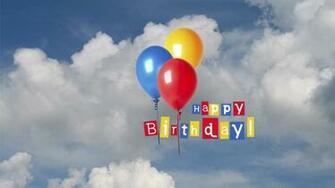 Happy BirtHDay Greetings In Sky With Balloon Wallpaper HD