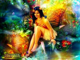 Fantasy Girls Fairy Butterfly Forest Magical Wallpaper