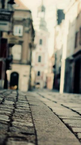 Vintage City Town Bokeh Street Architecture iPhone Wallpaper