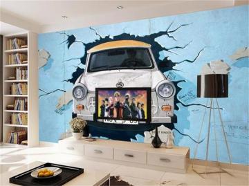 3d Wallpaper Custom Broken Car Murals Photo