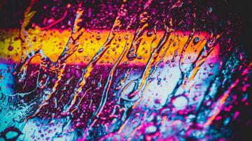 Wallpaper Glass Water Neon Rain Macro 4k