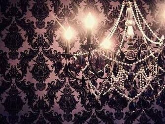 Chandelier And Purple Black Damask Wallpaper Background Gothic