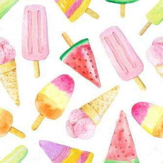 Wallpaper Vinyl Self Adhesive Ice Cream Watermelon In Watercolor