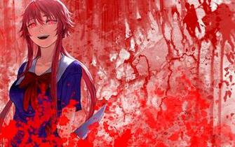 Mirai Nikki Blood Gasai Yuno Pink Eyes Hair Wallpaper