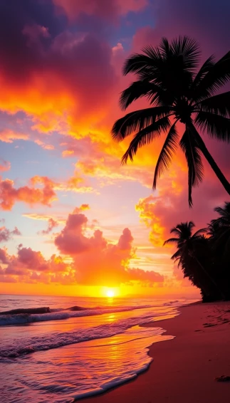 Tropical Beach Sunset Wallpaper