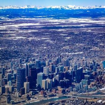Calgary Alberta With The Rockies In Background Oc