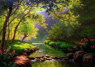Calm Forest River Wallpaper
