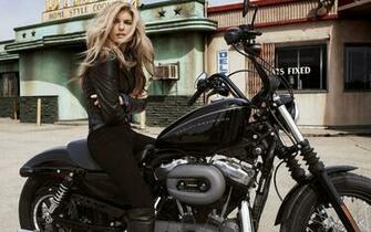 Marisa Miller Harley Davidson Outside Diner Wide HD Wallpaper Jpg