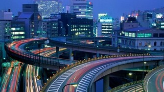 Japan Roads Traffic Plexus Civilization Wallpaper Background 4k