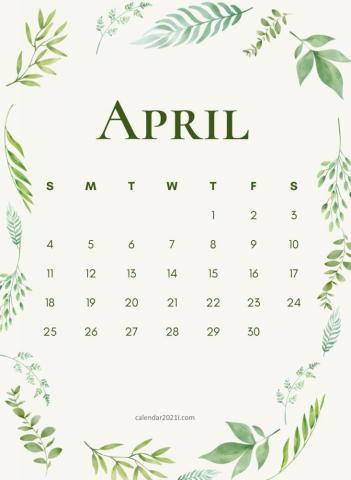 April Wall Calendar Printable Template For House And