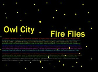 Owl City Fireflies Wallpaper Fire Flies Lyrics By