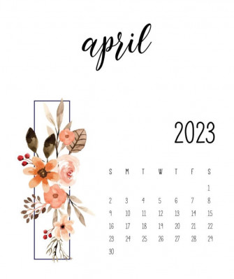 Cute April Calendar Floral Wallpaper