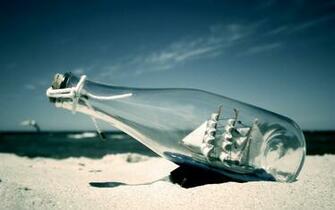 Wallpaper Bottle Sailboat Sand Miscellanea