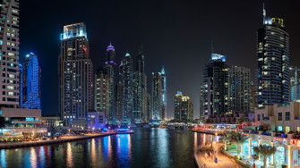 8k UHD Wallpaper Dubai Marina Cityscape Skyscrapers Metropolis
