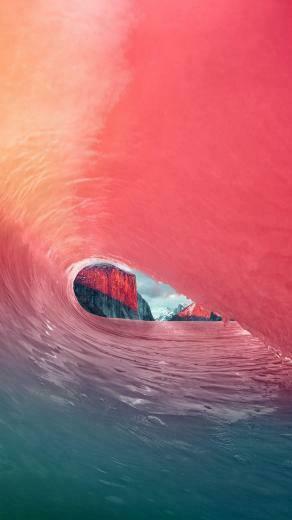 Apple Osx Yosemite Wave Red Rainbow Sea Blue iPhone