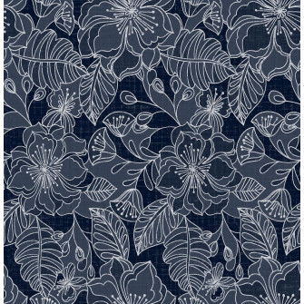 Brewster Toulouse Navy Floral Wallpaper Sample