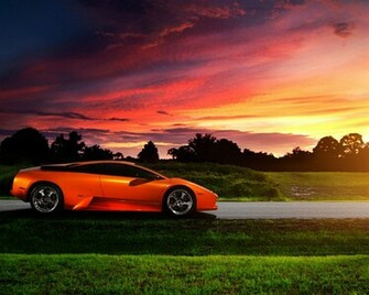 Orange Supercar At Sunset Wallpaper Resolution