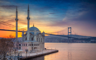 Wallpaper Turkey Istanbul Bridge Mosque River HD Picture