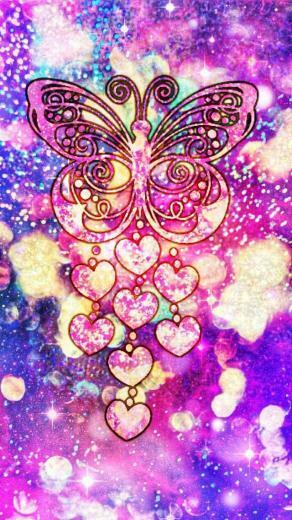 Glittery Butterfly Charm Made By Me Purple Sparkly Wallpaper