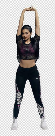 Kylie Jenner Woman Wearing Black And White Leggings Transparent