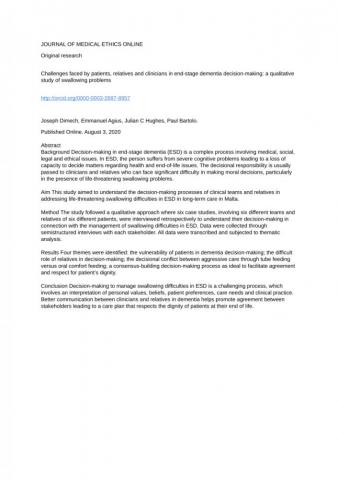 Pdf Challenges Faced By Patients Relatives And Clinicians In End