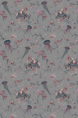 Patterns Jellyfish Wallpaper Grey Roll Rockett St George