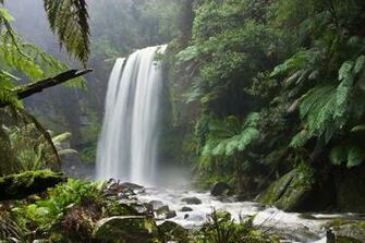 Peaceful HD Wallpaper Green Nature Waterfall