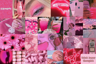 Pink Aesthetic Bedroom Wall Collage Wallpaper Background