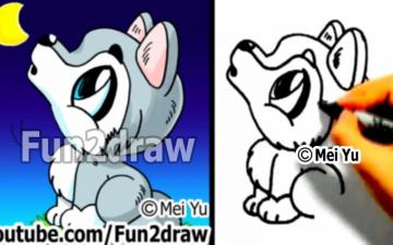 Draw A Cartoon Wolf Animals Cute Art