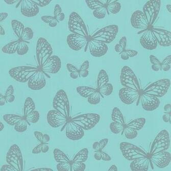 Wallpaper Metallic Butterfly Designer Feature Teal Silver