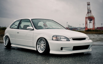 Wallpaper Honda Civic Crane Rain Desktop