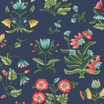 Navy Heirloom Floral Peel Stick Wallpap Ednt Wallpaper