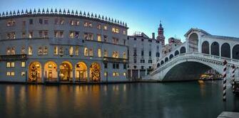 Image Venice Italy Canal Bridges Evening Cities Houses