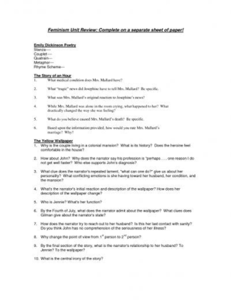 The Yellow Wallpaper Questions For Discussion