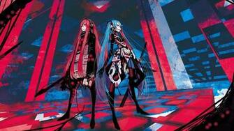 Vocaloid Hatsune Miku Megurine Luka Guitars Twintails Anime Girls