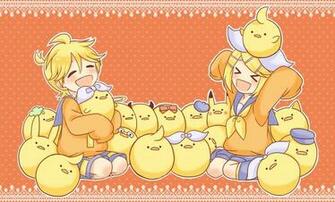Glasses Chibi Horns Kagamine Rin Len Blush Shorts Wallpaper