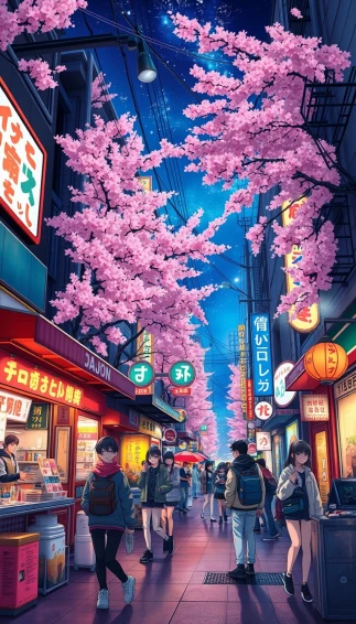 Japanese Anime Street 1080p Wallpaper