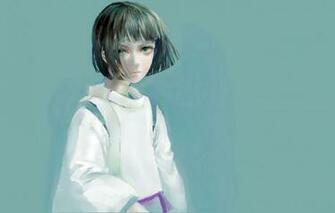Wallpaper Haircut Boy Blue Background Green Eyes Bangs Haku