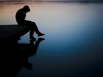 Pier Sadness Boy Lake Picture Reflection Evening Photo Wallpaper