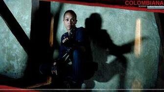 Colombiana Zoe Saldana Sitting Pose Photoshoot Wallpaper
