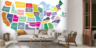 Map Of The Usa Wallpaper Mural Wallsauce Us