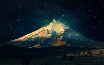 Starry Sky Wallpaper Snowy Mountain Stock Photos