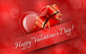 Red Heart And Ribbon Happy Valentines Day