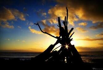 Wallpaper Sunset Beach Clouds Bonfire Camp Fire