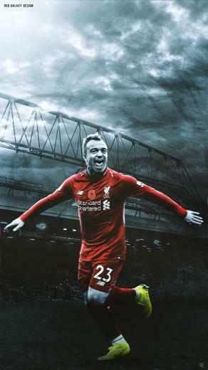 Red Galaxy Design On Xherdan Shaqiri Phone Wallpaper