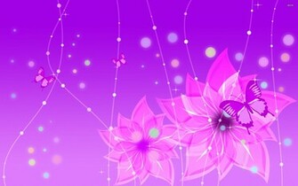 Purple Flowers And Butterfies Wallpaper Vector
